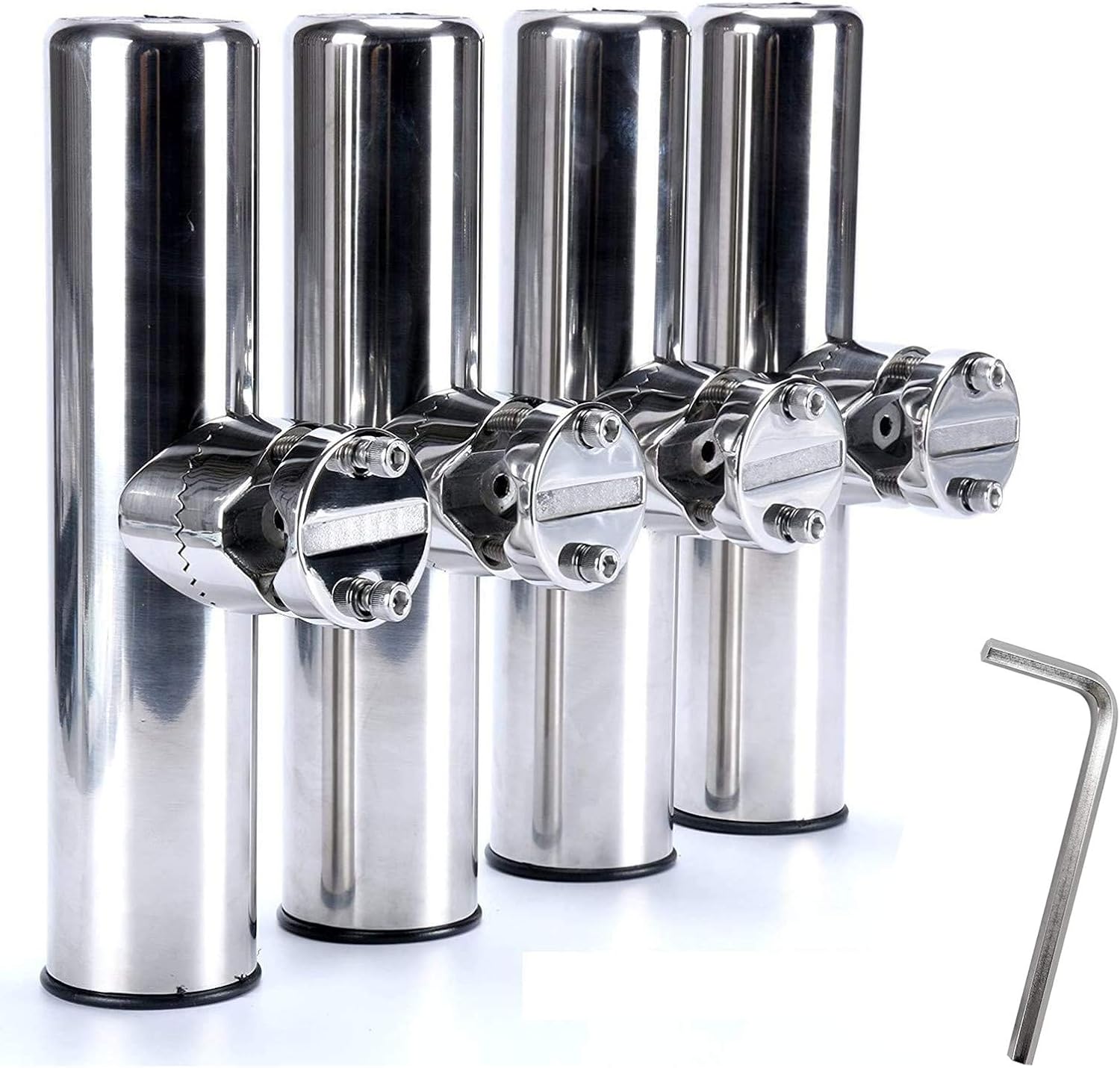 Fishing Rod Holder - Edelstahl-Klemm-Rutenhalter, verstellbare Angelrutenhalterung für Kajak-Schienen, Bootsrutenhalter