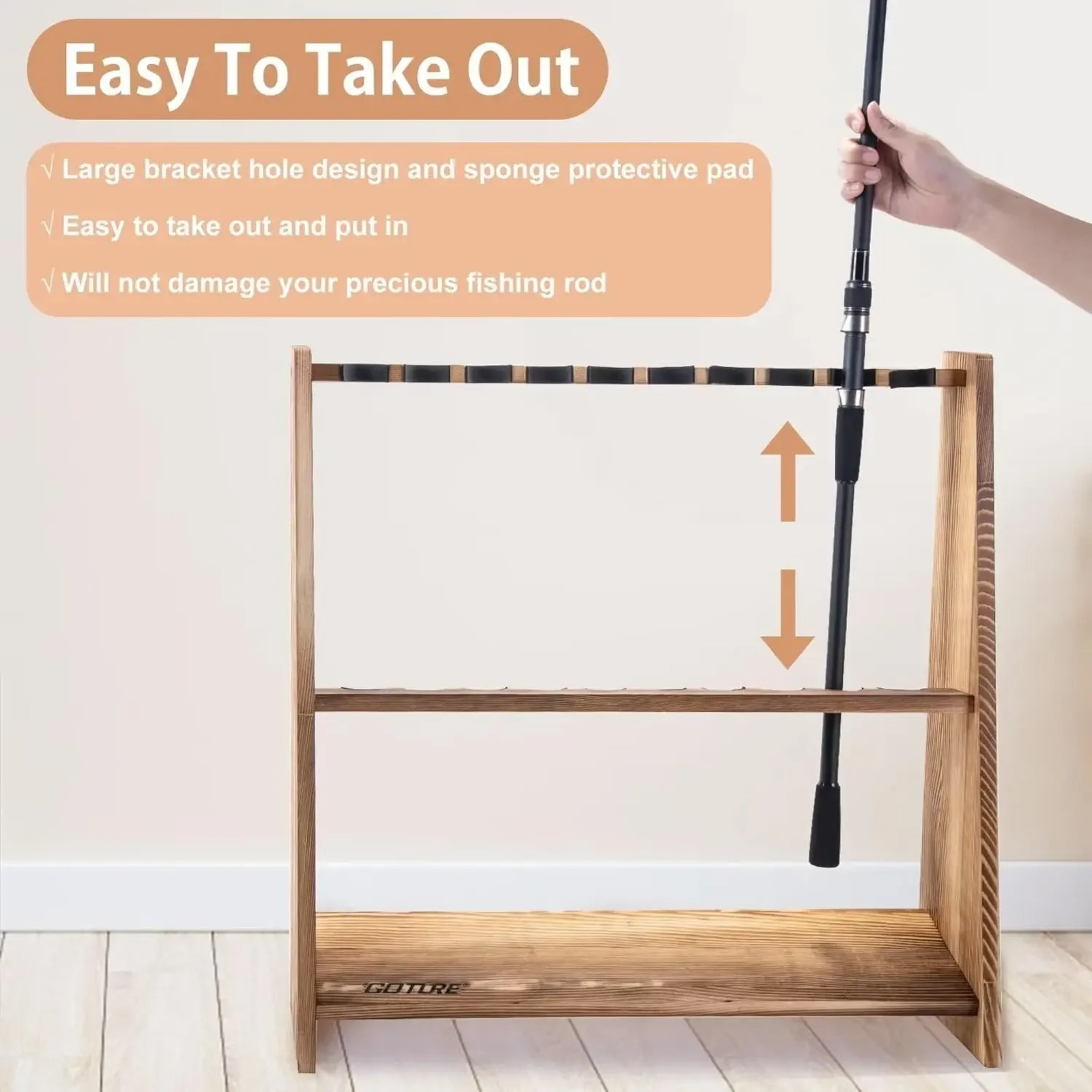 Goture Karbonisiertes Kiefernh – Fishing Rod Rack Bewertung und Preis